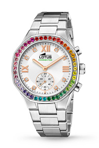Lotus CONNECTED watch for women with multicolored zirconia